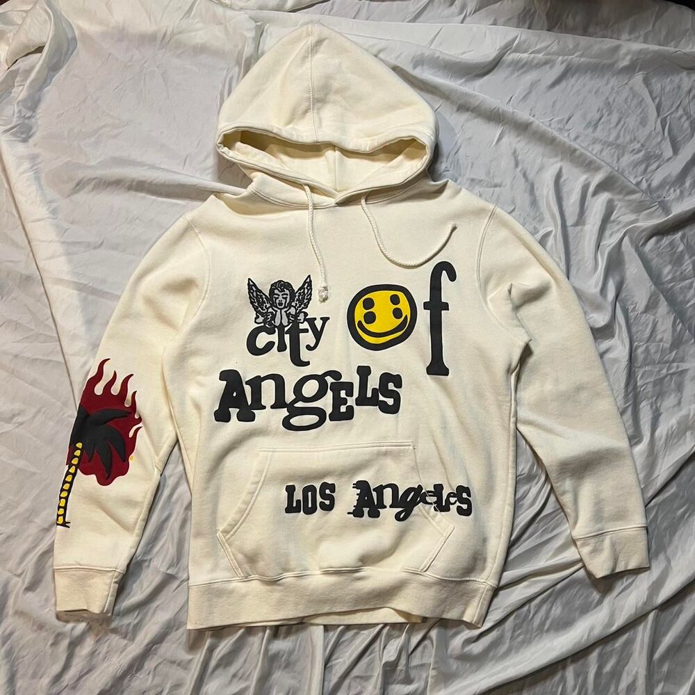 Pacsun Y2K Hoodie City Of Angels W Graphics Cream Los Angeles